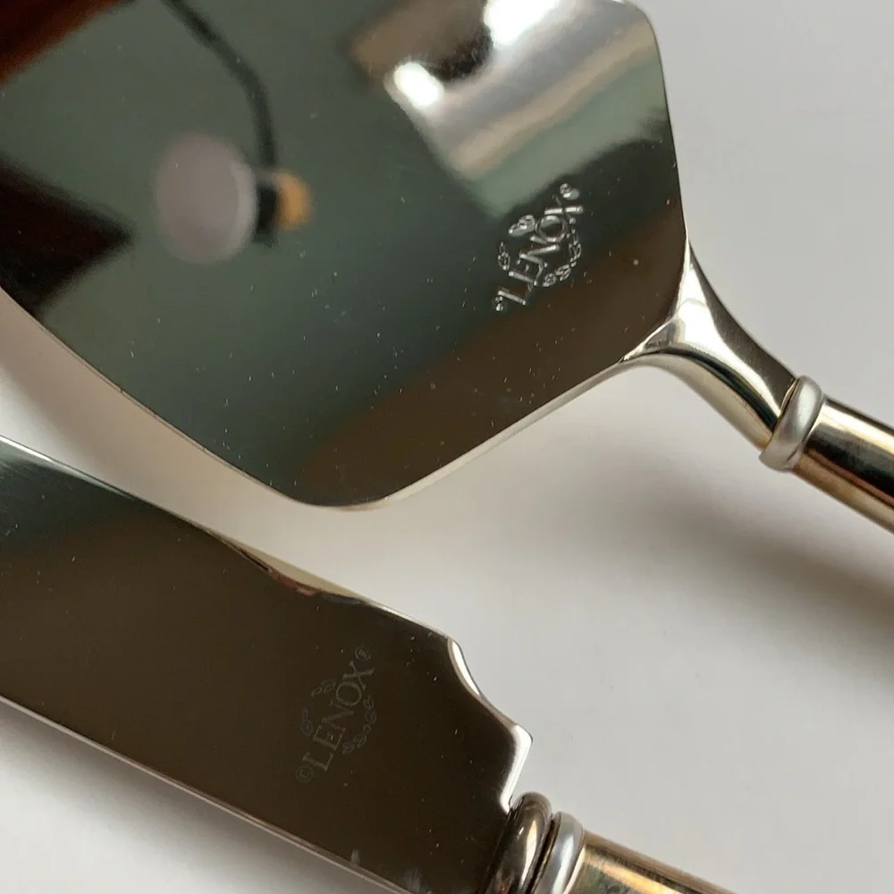 LENOX Like New Forevermore Heart 2 Piece Dessert Set Knife & Cake Serving